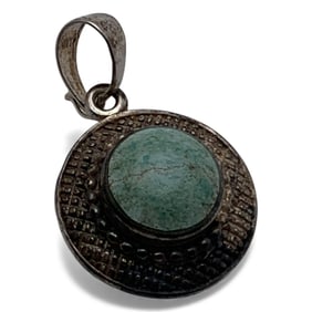 Sterling Silver & Green Stone Pendant