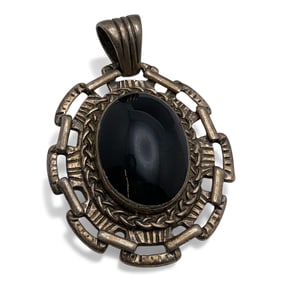 Mexico Sterling Silver & Black Stone Pendant