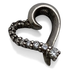 Sterling Silver Heart Pendant W Clear Stones