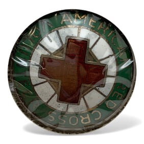 Sterling Silver Enameled Red Cross Pin