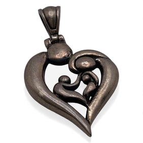 Sterling Silver Figural Heart Pendant