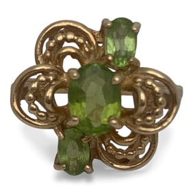 14k Yellow Gold & Green Citrine Ring