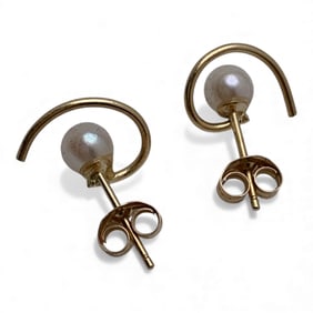 Pair Of 14k Gold & Pearl Earrings