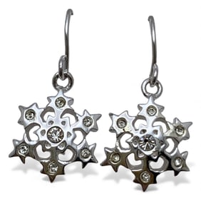 Pair Of Sterling Snowflake Earrings W Clear Stones