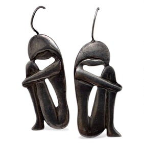 Pair Of Sterling Silver Figural Earrings