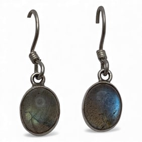 Pair Of Silver & Art Glass Earrings