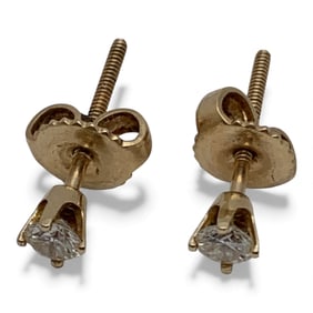 Pair Of 14k Gold & Diamond Earrings