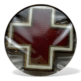 Sterling Silver Enameled Red Cross Pin