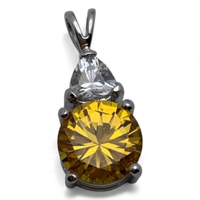 Sterling Pendant With Clear & Yellow Stones