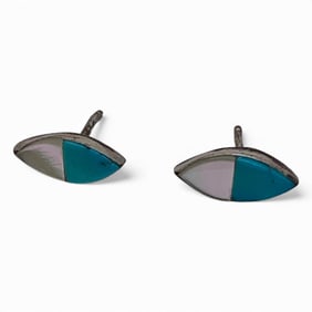 Silver Turquoise & Mother Of Pearl Earrings