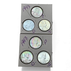 2 Sets Of 1943 P D S W W Il Steel War Wheat Cents