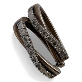 Sterling Silver & Diamond Earrings