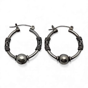Pair Of Sterling Silver Hoop Earrings