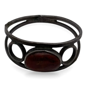 Silver & Red Stone Ring