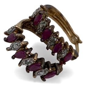 Sterling Gold Tone Earrings W Rubies