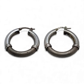 Pair Of Sterling Silver Hoop Earrings