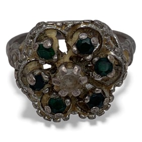 Sterling Silver Ring With Green Stones
