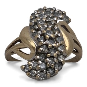 10k Yellow Gold & Diamond Cluster Ring