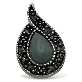 Sterling Silver Jade & Marcasite Pendant