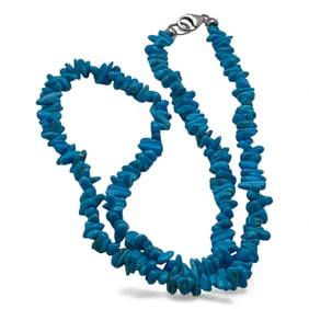 Sterling Silver & Blue Stone Chunk Necklace