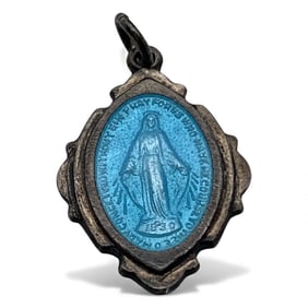 Sterling Silver Enameled Religious Pendant