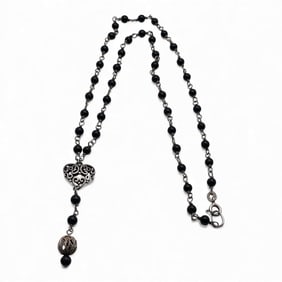Sterling Silver & Black Stone Necklace