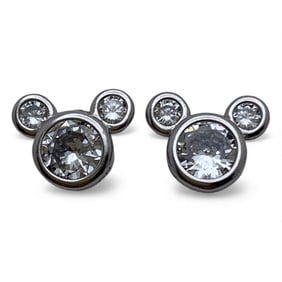 Sterling Silver & Cubic Zirconia Mickey Earrings