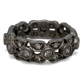 Sterling Silver Ring With Clear Stones