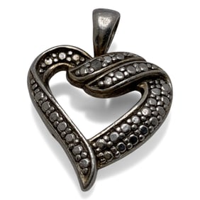 Sterling Silver & Diamond Heart Pendant