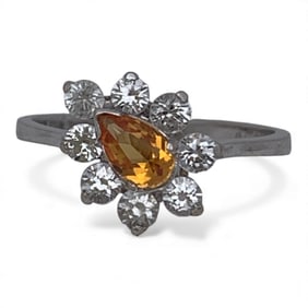 18k White Gold & Orange Sapphire Ring
