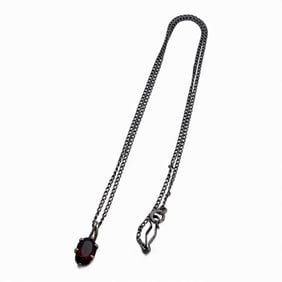 Sterling Silver Red Stone Pendant Necklace