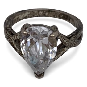 Sterling Silver & Clear Stone Ring