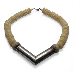 Silver Bone & Hard Stone Necklace