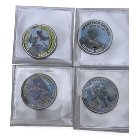4 Kennedy Half Dollars W/ Vietnam War Motif
