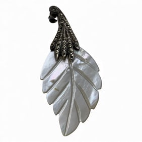 Sterling Marcasite & Mother Of Pearl Pin