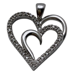 Sterling Silver & Diamond Heart Pendant