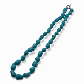 Blue Hard Stone Beaded Necklace