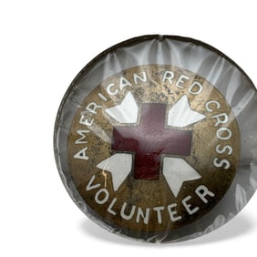 Sterling Silver Enameled Red Cross Pin