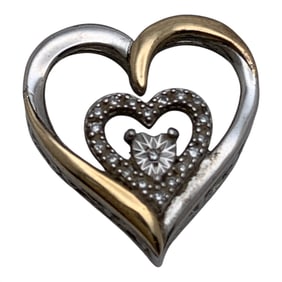 Sterling Silver & Diamond Heart Pendant