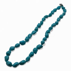 Blue Hard Stone Beaded Necklace
