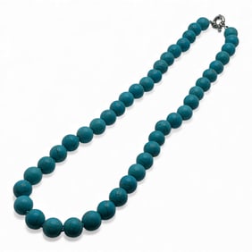 Blue Hard Stone Beaded Necklace