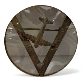 Sterling Silver Victory + Plane Pin