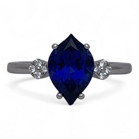 14k White Gold Diamond & Sapphire Ring