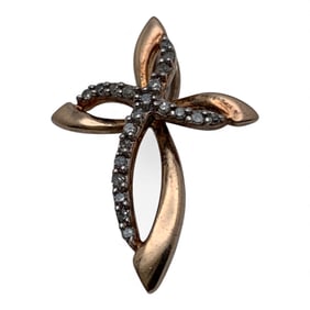 Sterling & Diamond Bronze Tone Cross Pendant