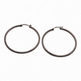Pair Of Sterling Silver Hoop Earrings