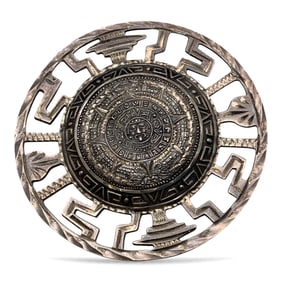 Sterling Silver Aztec Calendar Pin