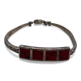 Sterling Silver & Red Jasper Bracelet