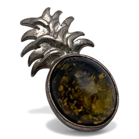 Sterling Silver & Amber Pineapple Pendant