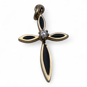 Avanti Sterling Silver Cross Pendant Clear Stone