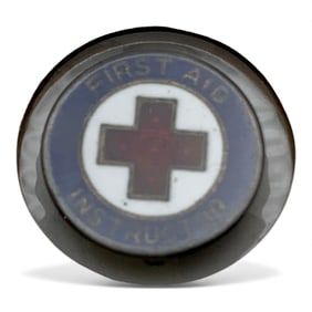 Sterling Silver Enameled Red Cross Instructor Pin